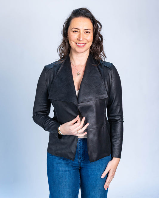 Chaqueta Sin Botones Negra