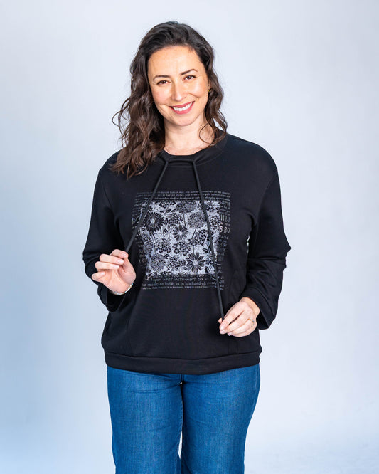 POLERON ESTAMPADO ADELAIDA NEGRO
