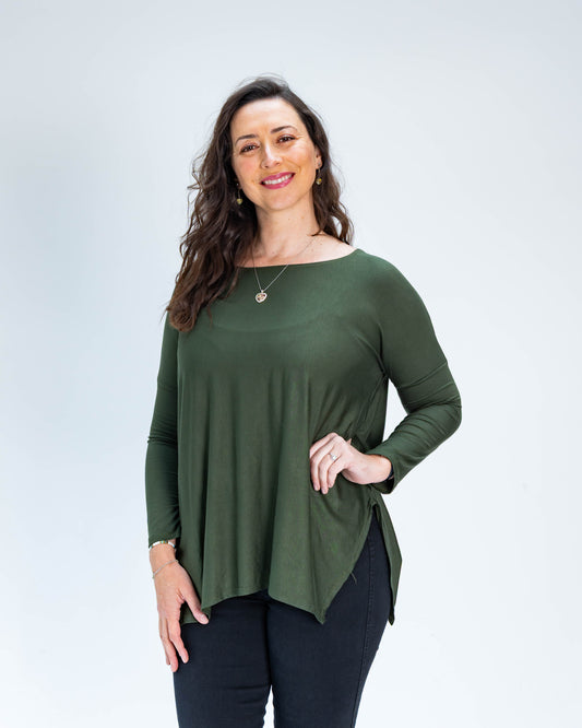 Polera Cony Manga Larga Verde Militar