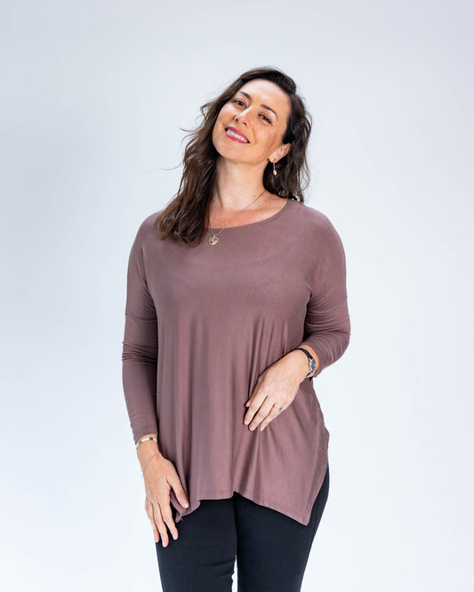 Polera Cony Manga Larga Taupe