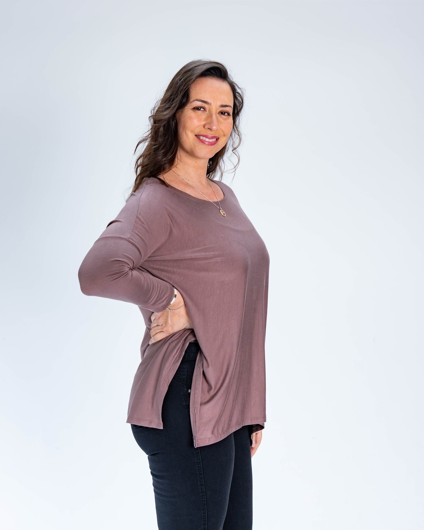Polera Cony Manga Larga Taupe