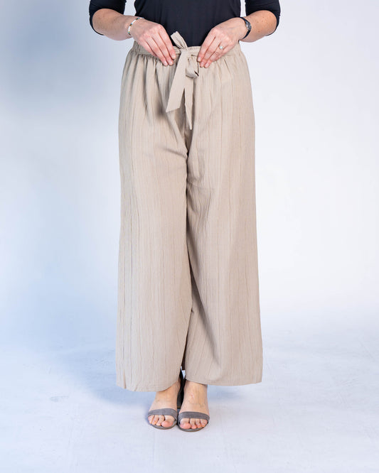 Palazzo Crepe Con Lazo Beige