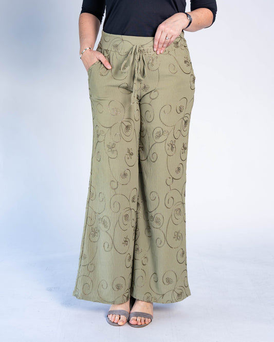 Pantalón Bordado Olivia Verde