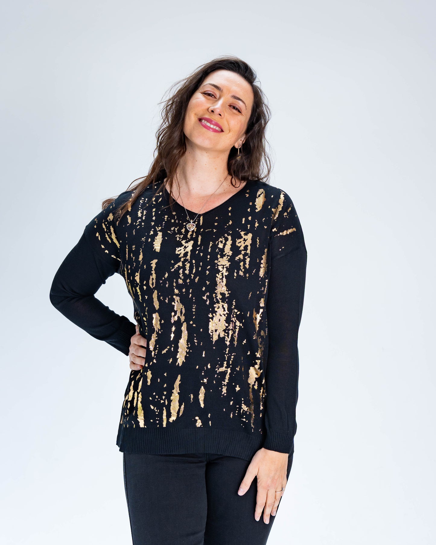 Sweater Anais Dorado Negro