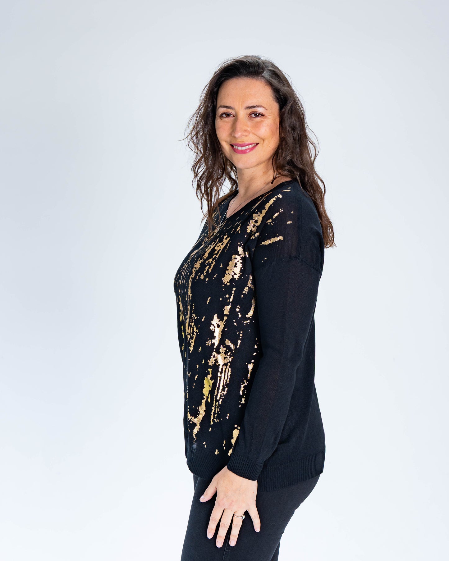 Sweater Anais Dorado Negro