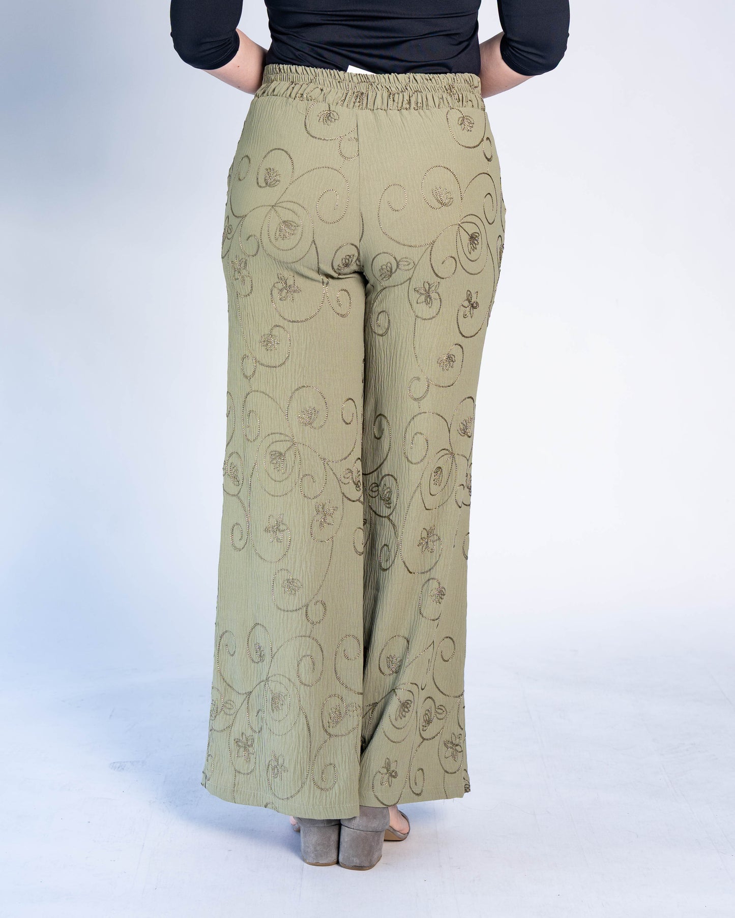 Pantalón Bordado Olivia Verde