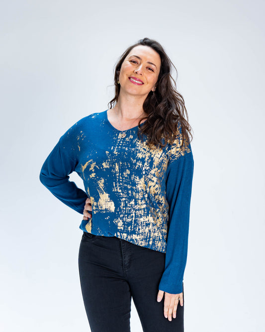 Sweater Ana Dorado Azul