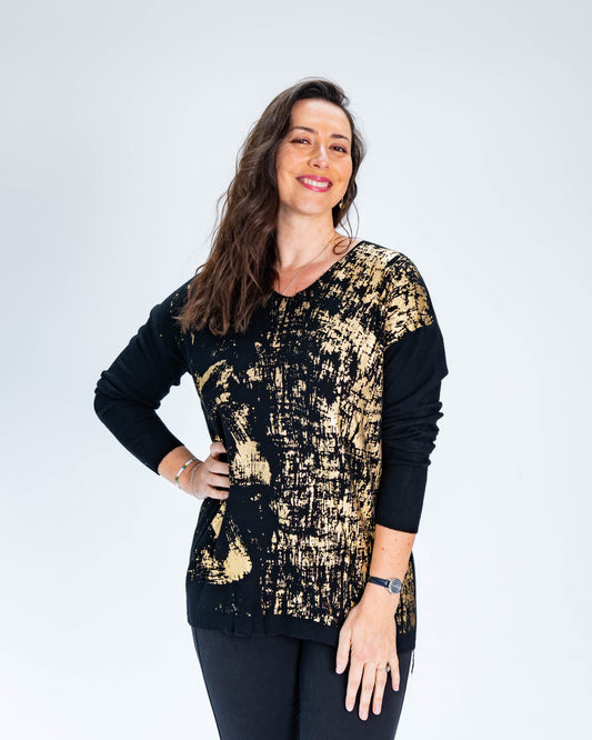 Sweater Ana Dorado Negro