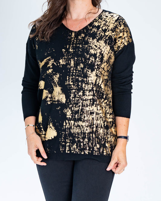 Sweater Ana Dorado Negro