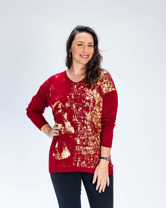 Sweater Ana Dorado Rojo