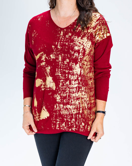 Sweater Ana Dorado Rojo