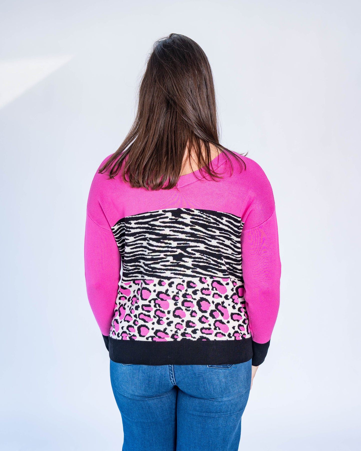 Sweater Duo Print Fucsia