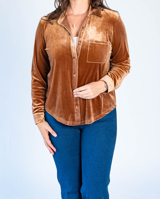 Blusa Macca Velvet Camel