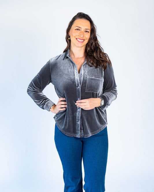 Blusa Macca Velvet Gris