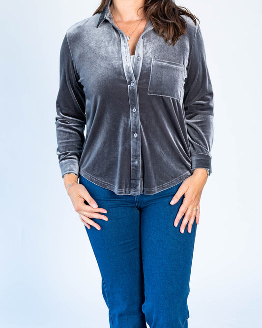 Blusa Macca Velvet Gris