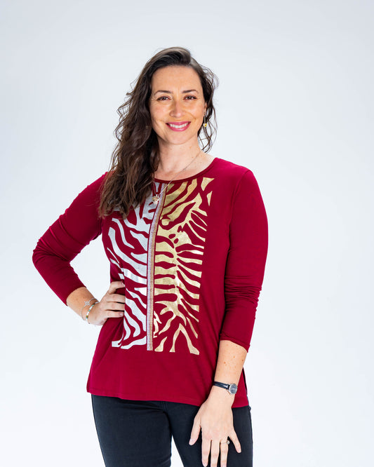 Polera Veronica Metalizada Roja