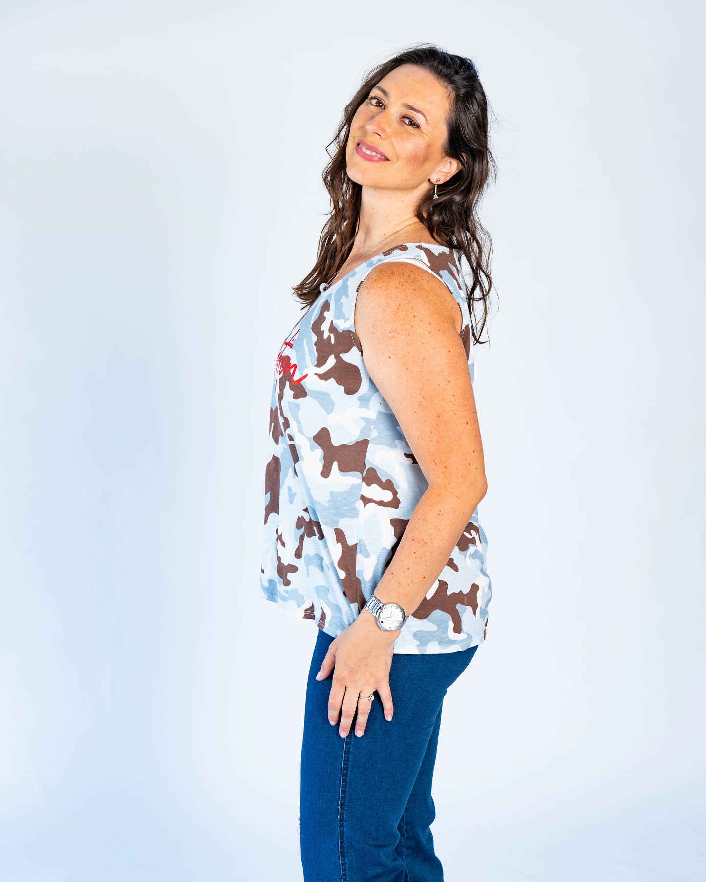 Polera Italiana Camuflada Celeste