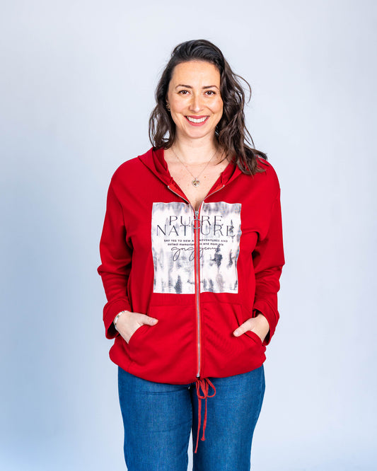 POLERON ESTAMPADO NATURE ROJO