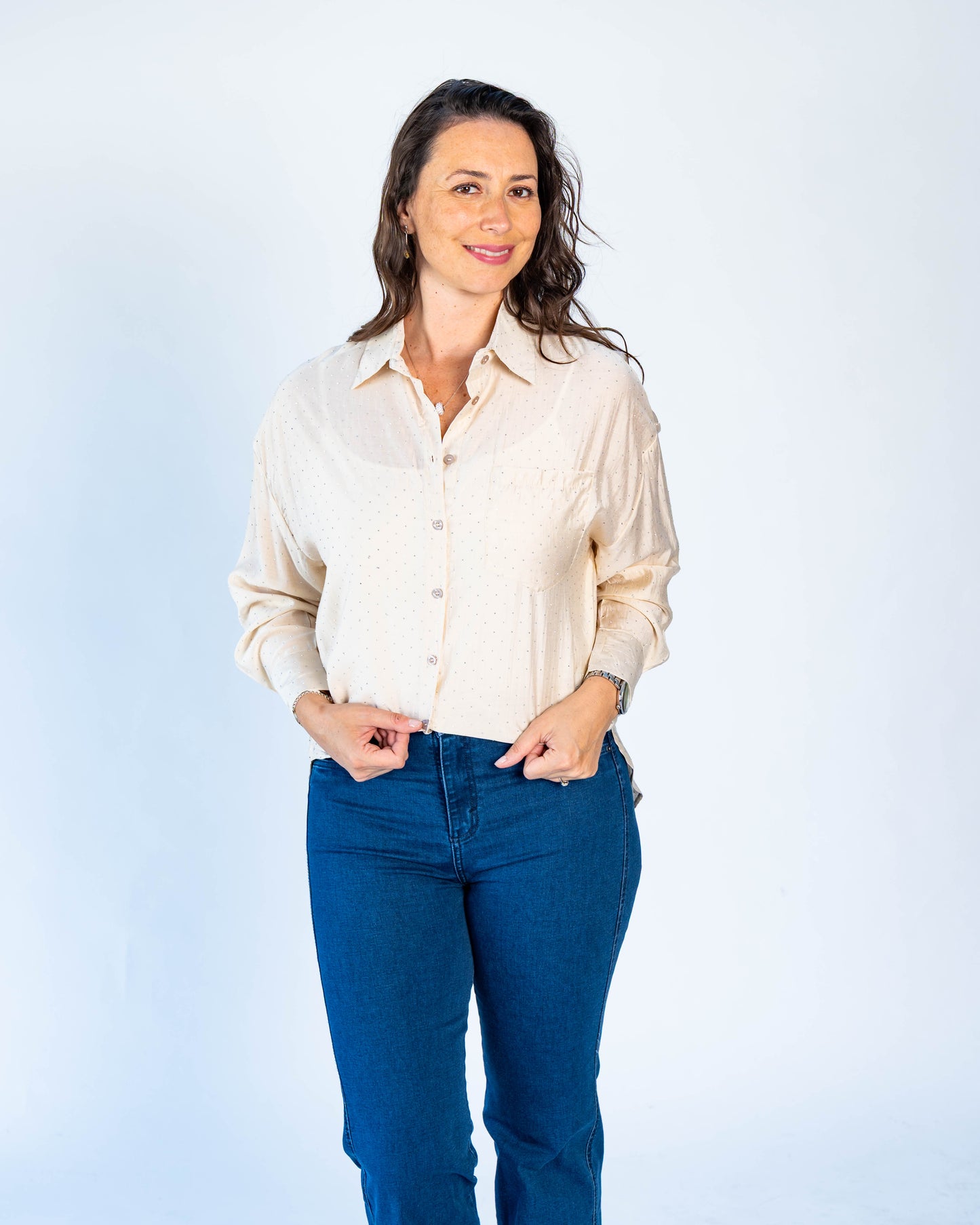 Blusa Demi Brillitos Beige