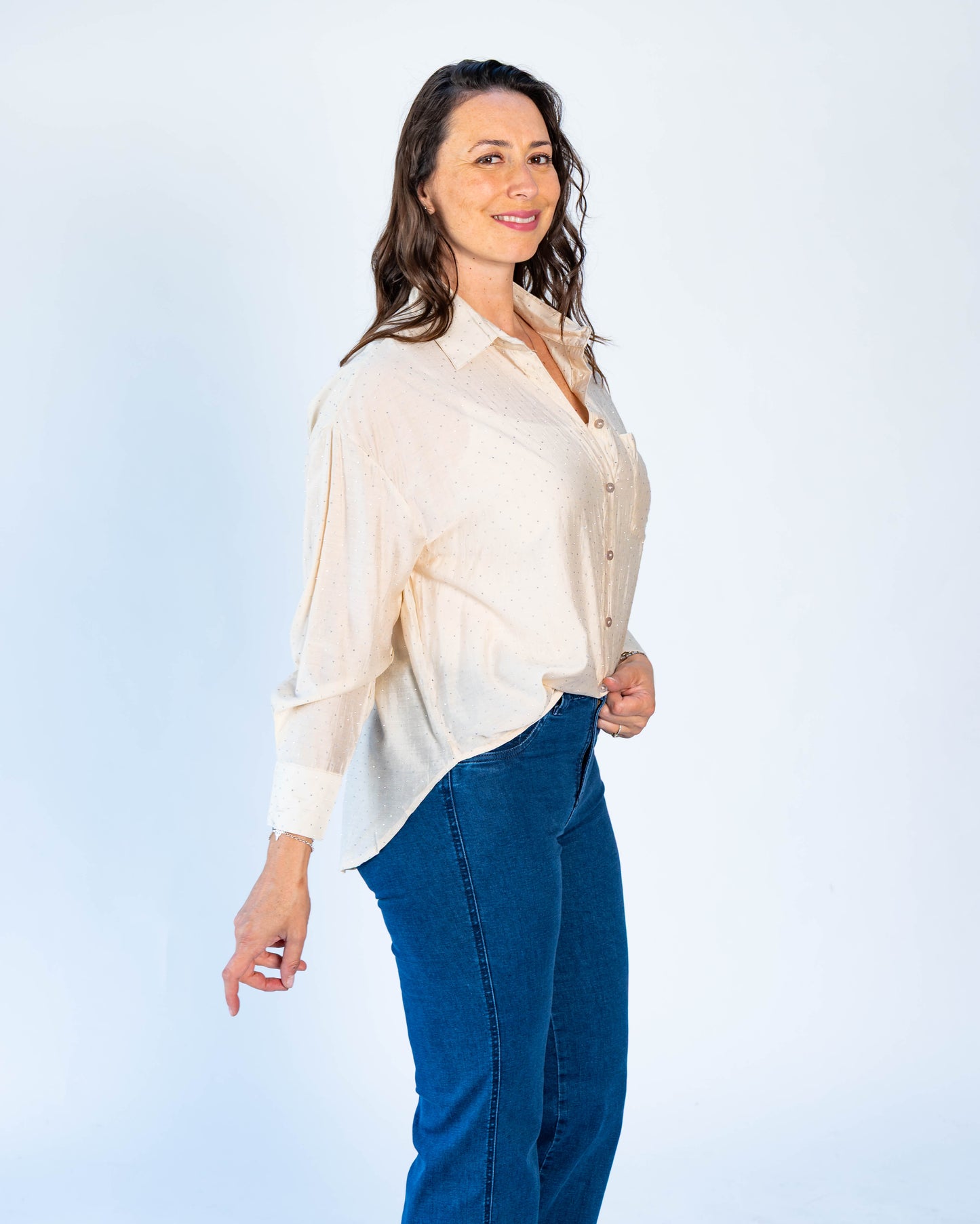 Blusa Demi Brillitos Beige