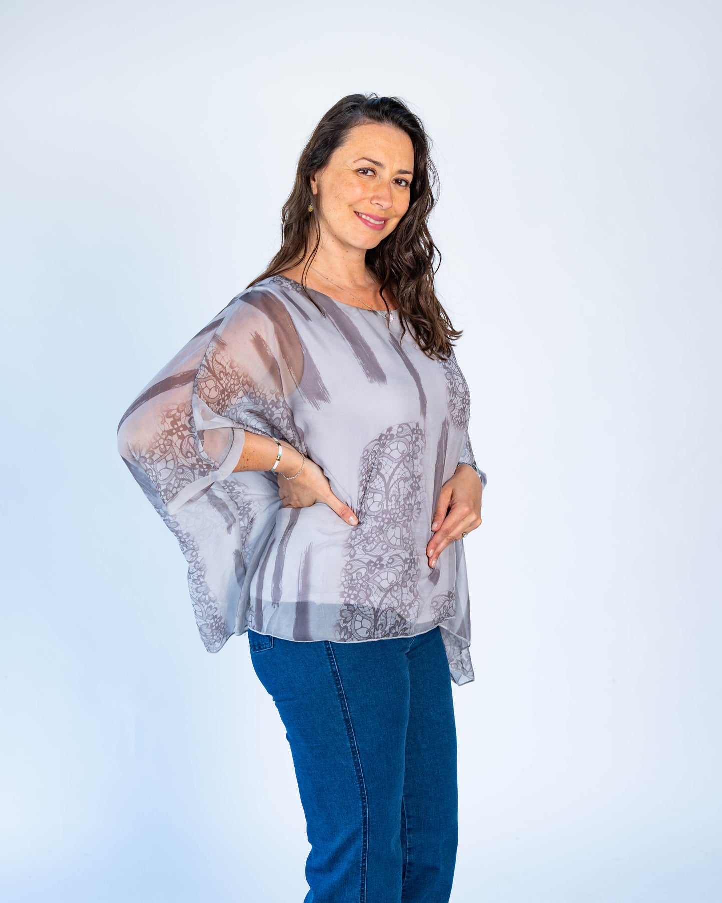 Blusa Doble Olivia Gris