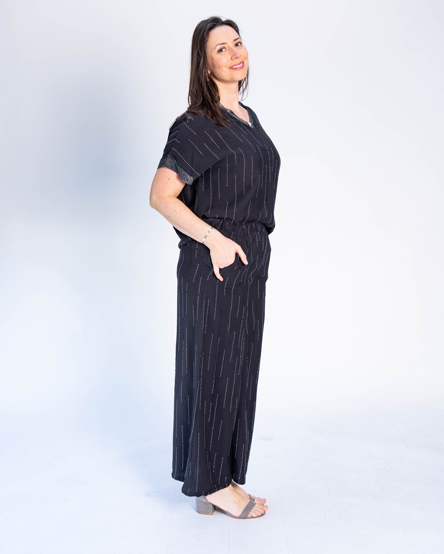 Polera Conjunto Brillos Sara Negro