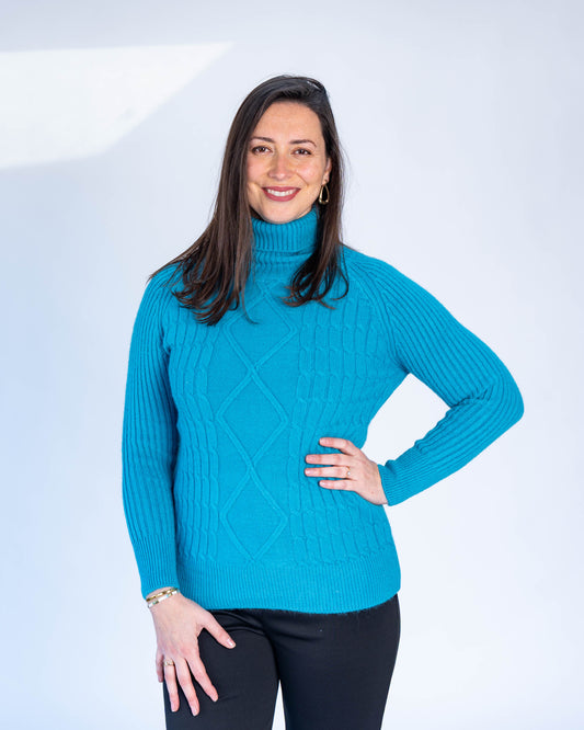 Sweater Cuello Subido Trenzado Calipso
