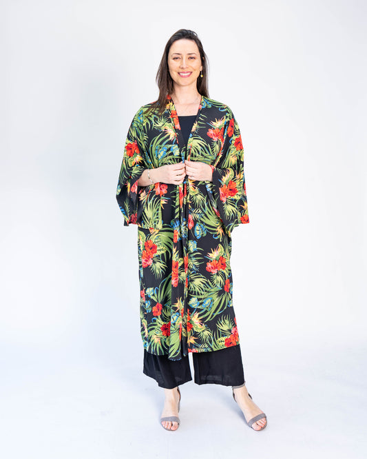 Kimono Largo Tropical Negro