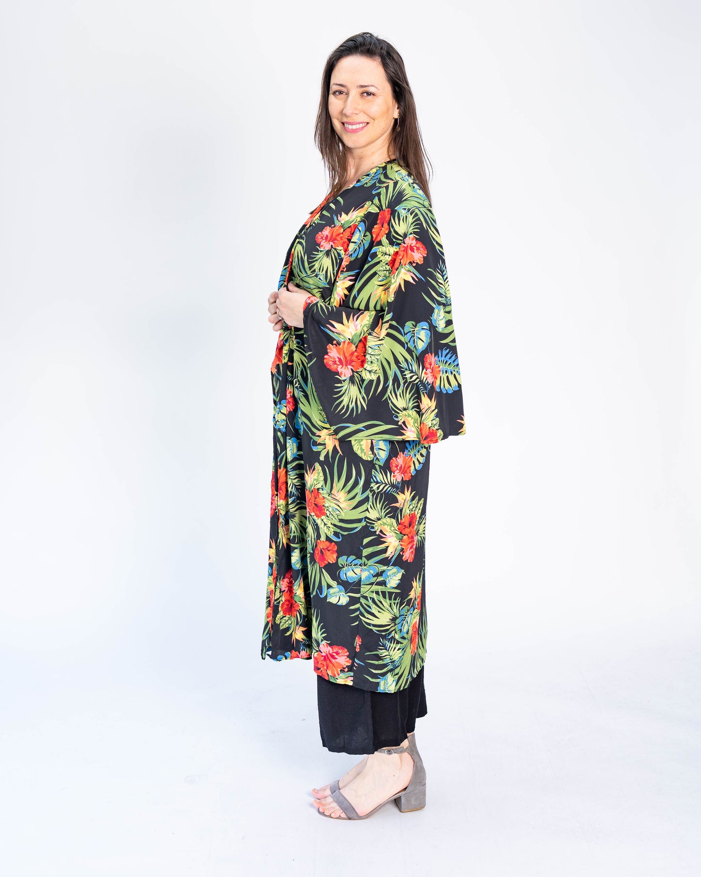 Kimono Largo Tropical Negro