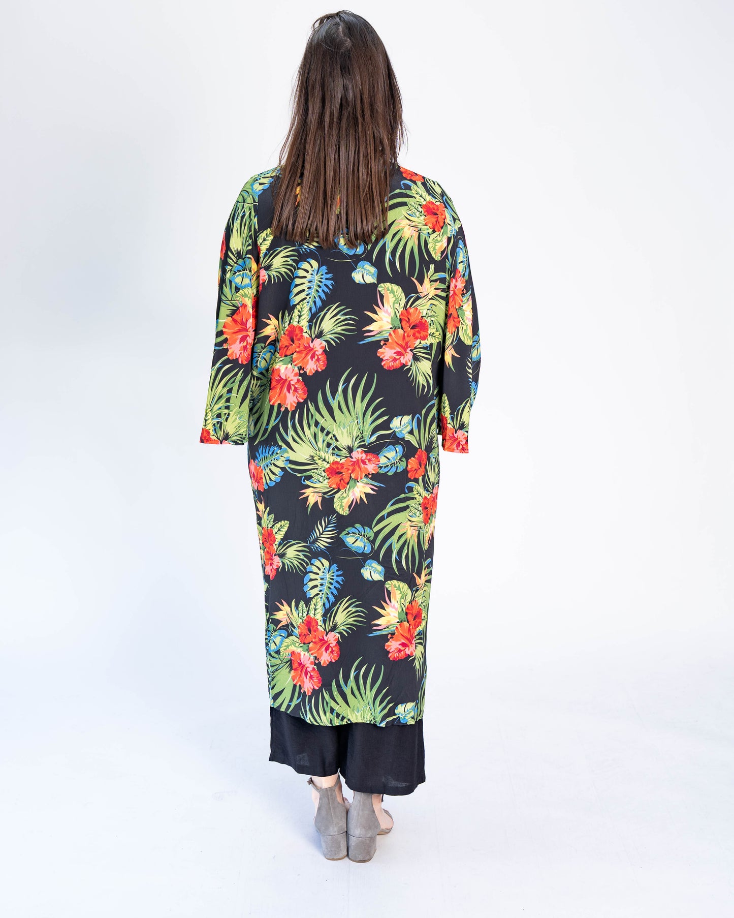 Kimono Largo Tropical Negro