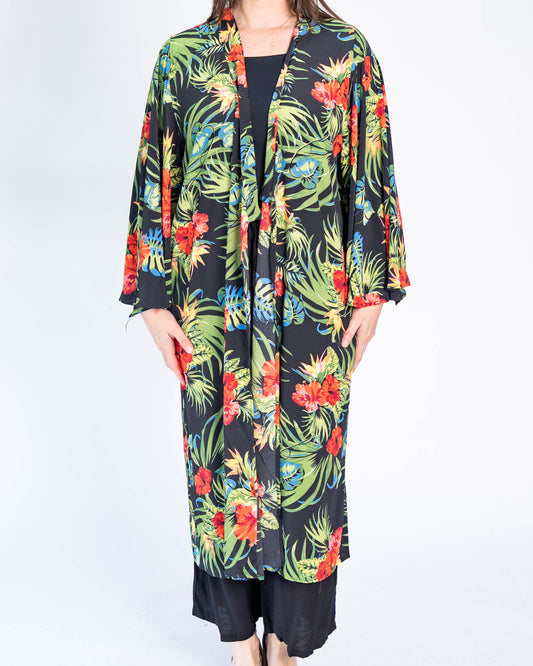 Kimono Largo Tropical Negro