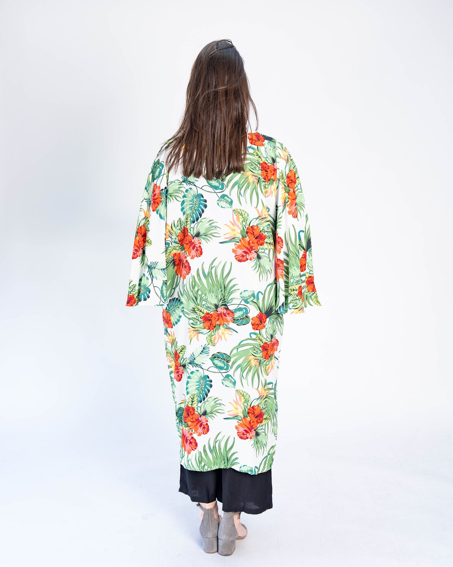 Kimono Largo Tropical Blanco