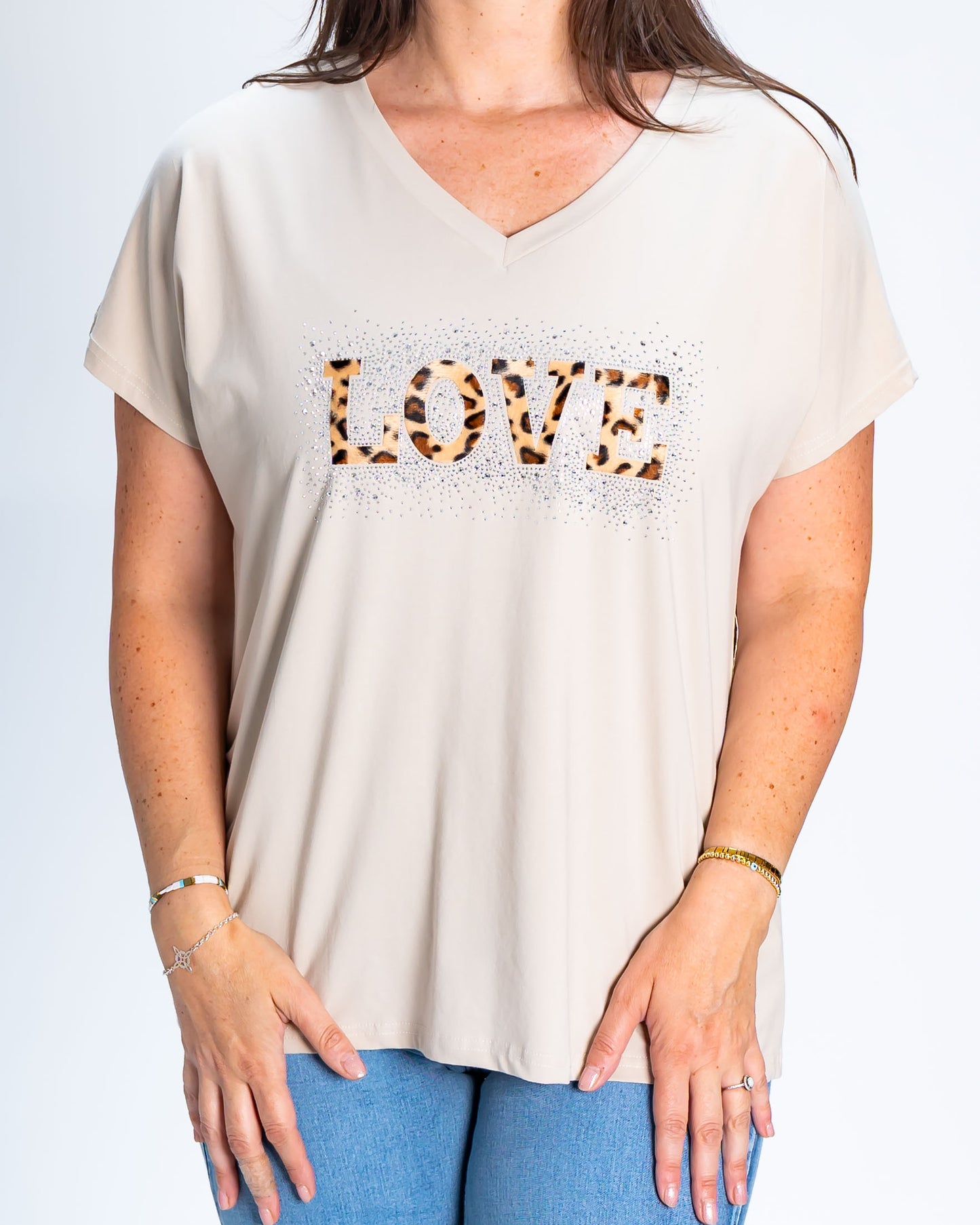 Polera Love Print Beige