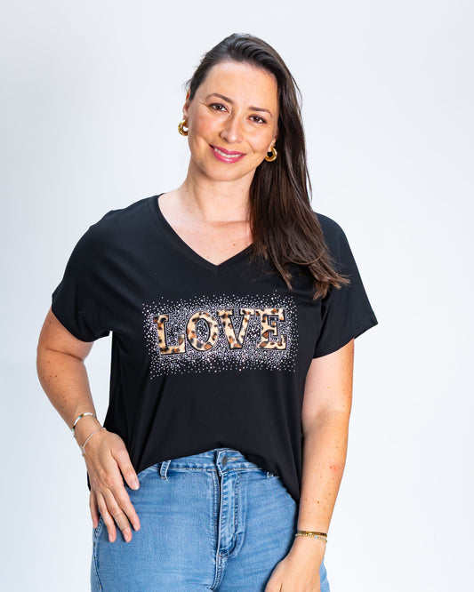 Polera Love Print Negro
