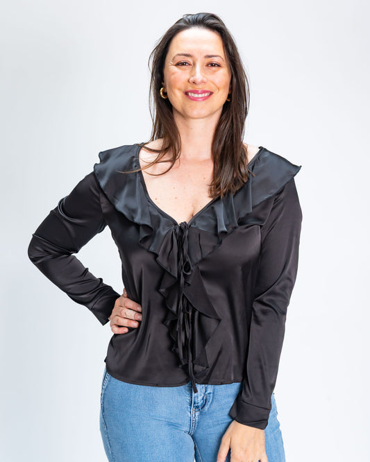Blusa Satinada Trini Negro