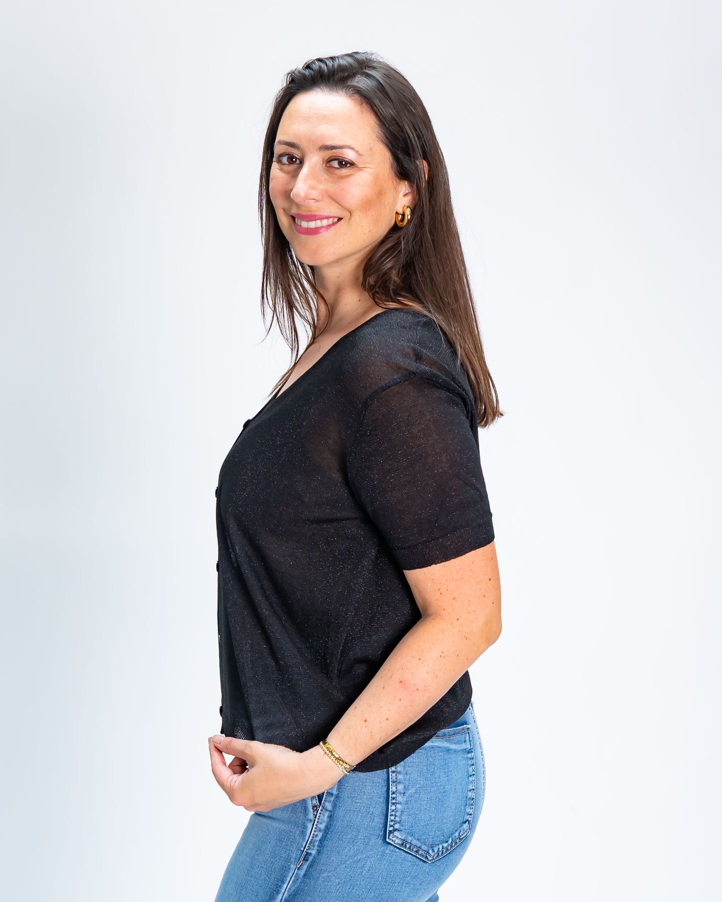 Chaleco Liso Brillitos Negro