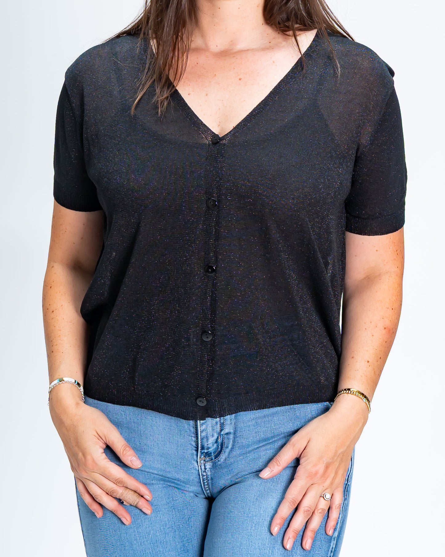 Chaleco Liso Brillitos Negro