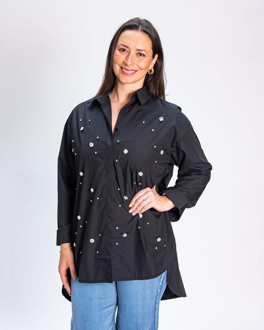 Blusón Maddie Aplicaciones Negro