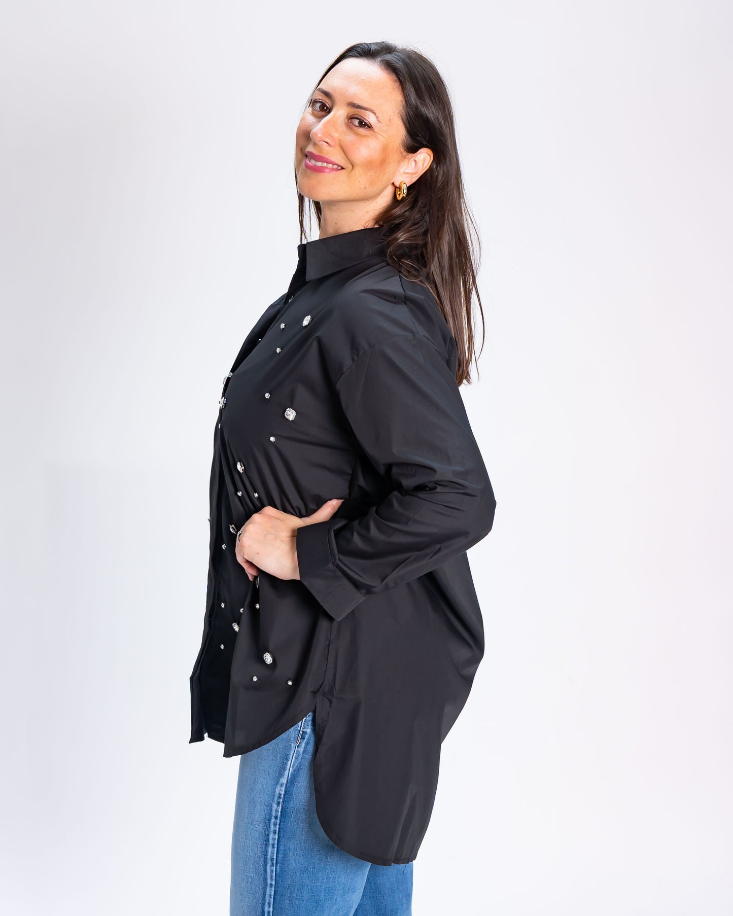 Blusón Maddie Aplicaciones Negro