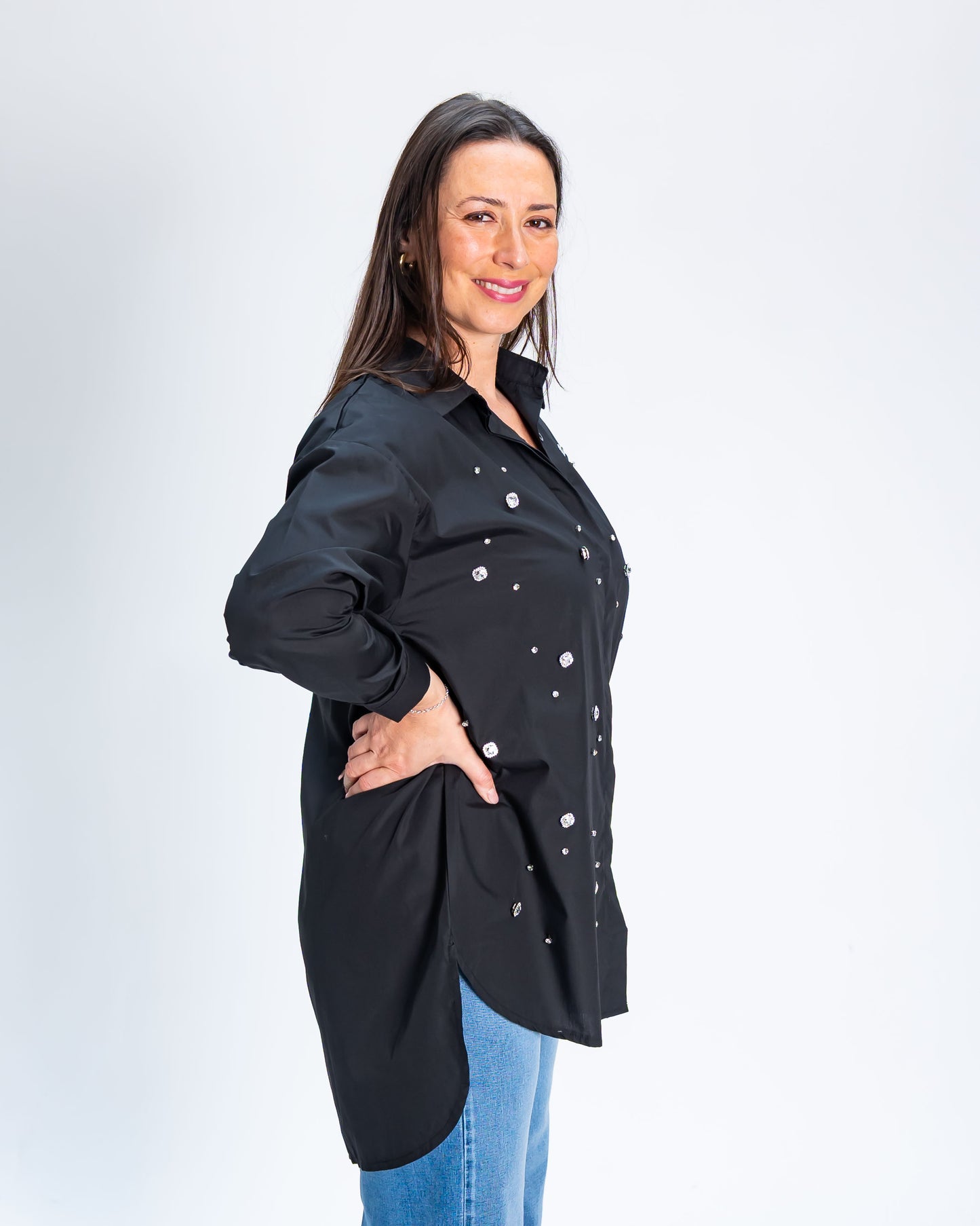 Blusón Maddie Aplicaciones Negro