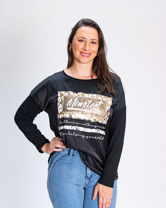 Polera Satinada Manifest Negro