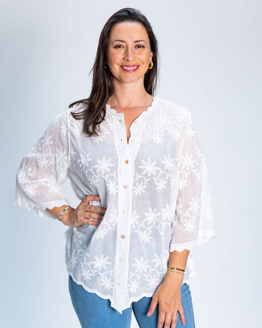 Blusa Noelia Bordada Blanco