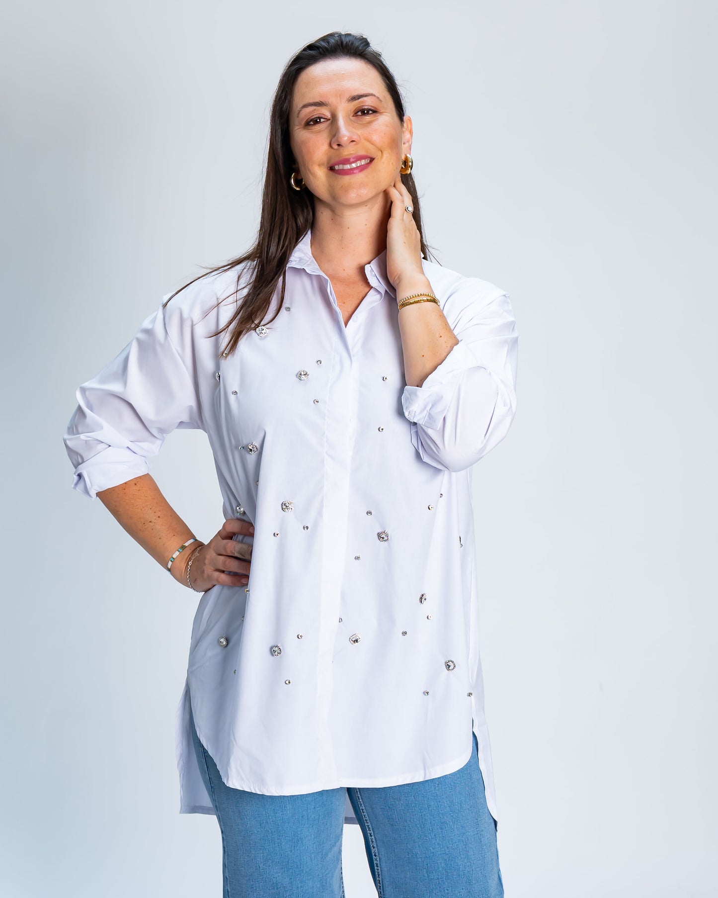 Blusón Maddie Aplicaciones Blanco