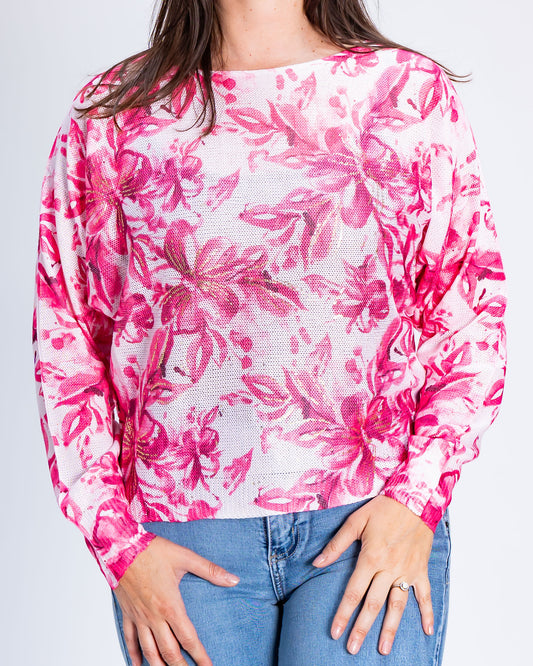Sweater Hilo Flower Dorado Rosado