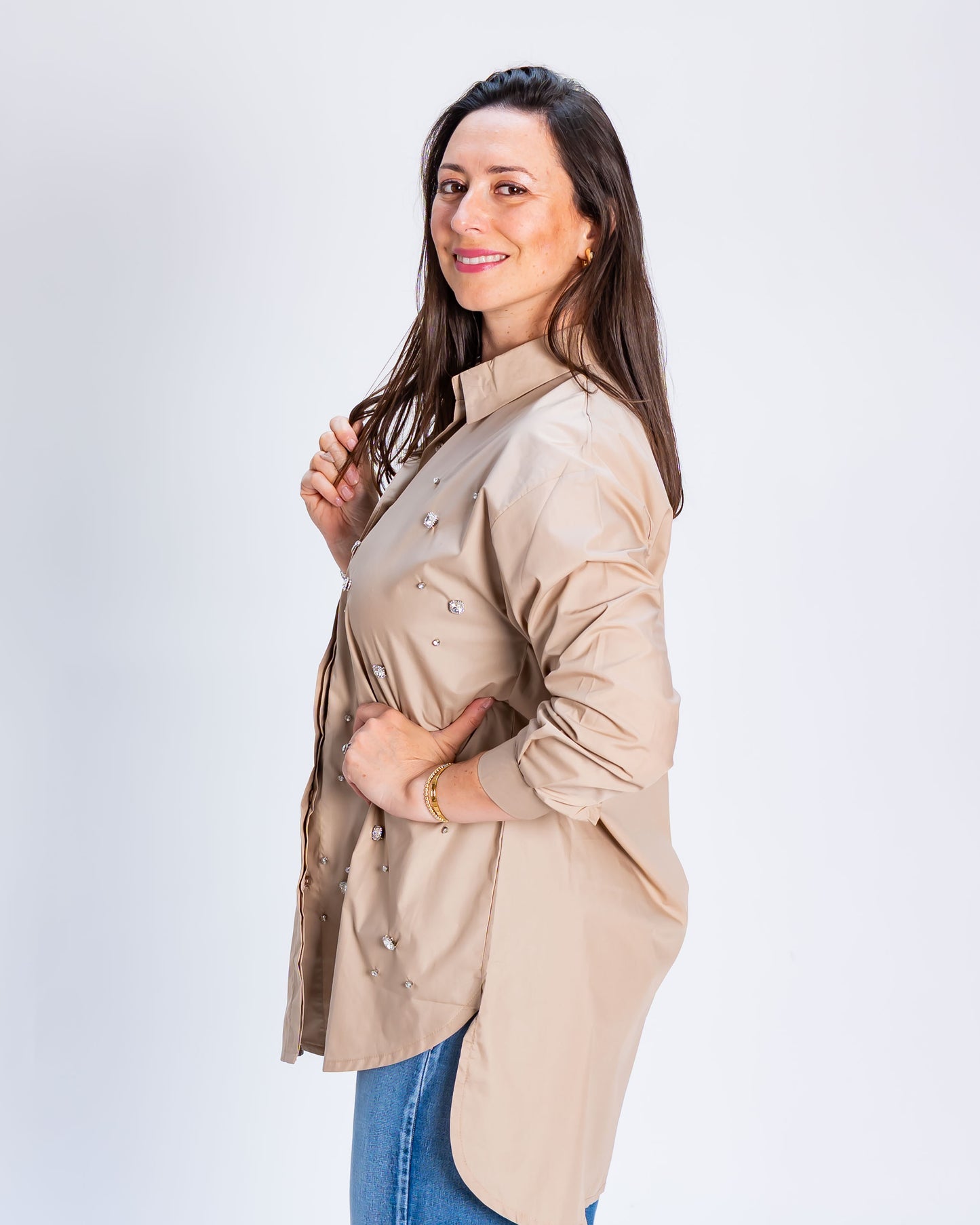 Blusón Maddie Aplicaciones Beige