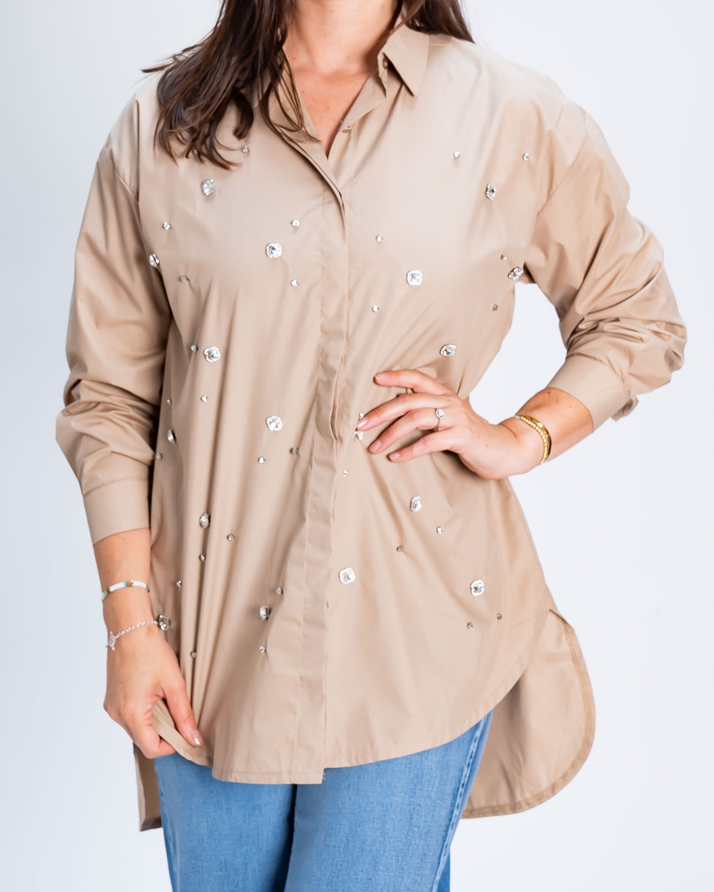 Blusón Maddie Aplicaciones Beige