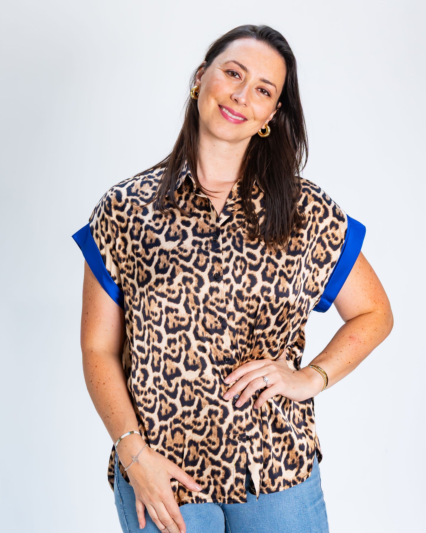 Blusa Manga Corta Print Azul