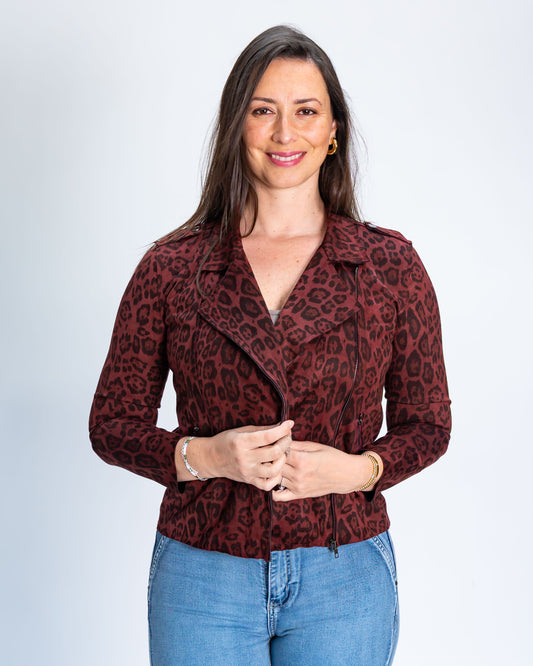 Chaqueta Símil Gamuza Print Borgoña