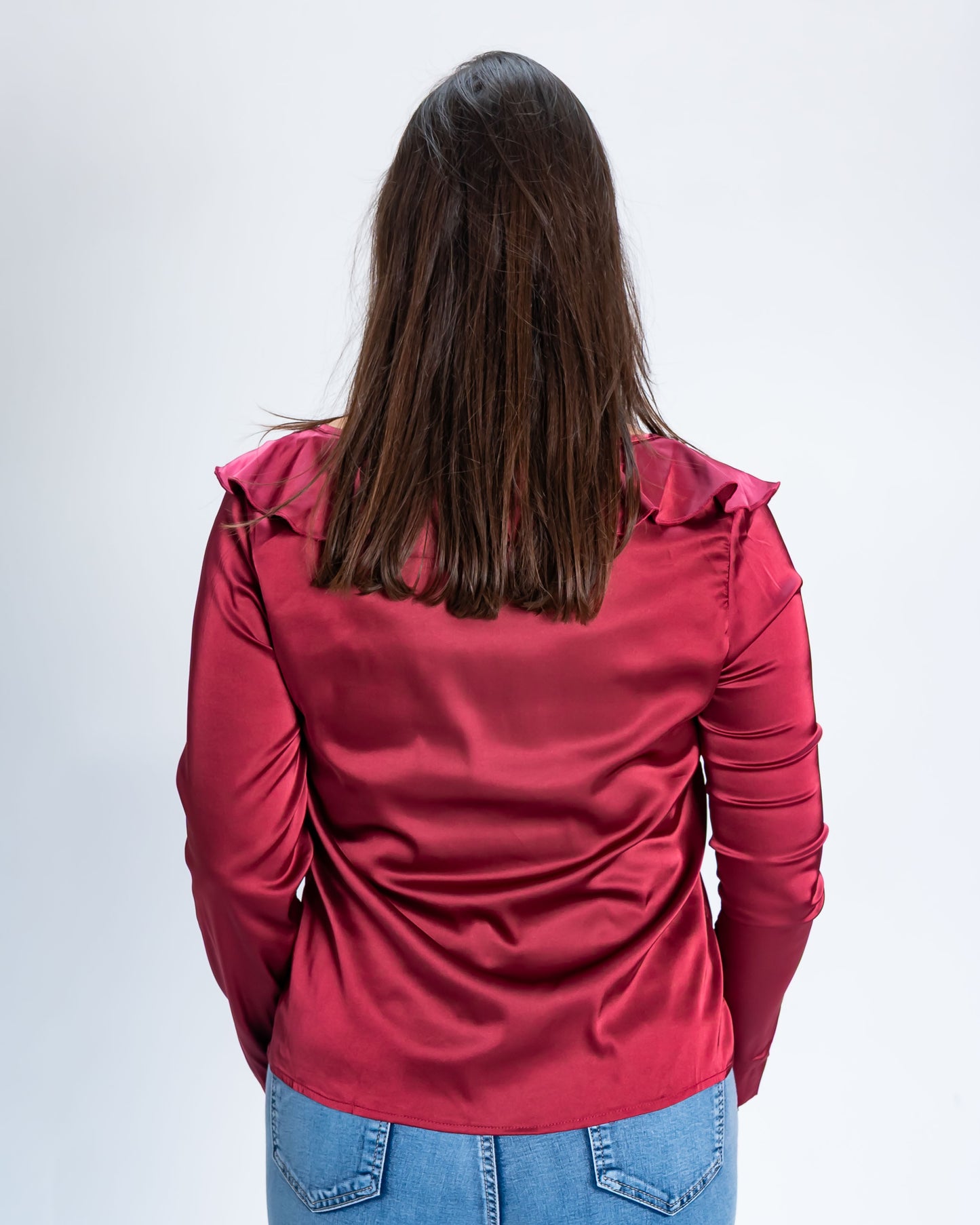 Blusa Satinada Trini Burdeo