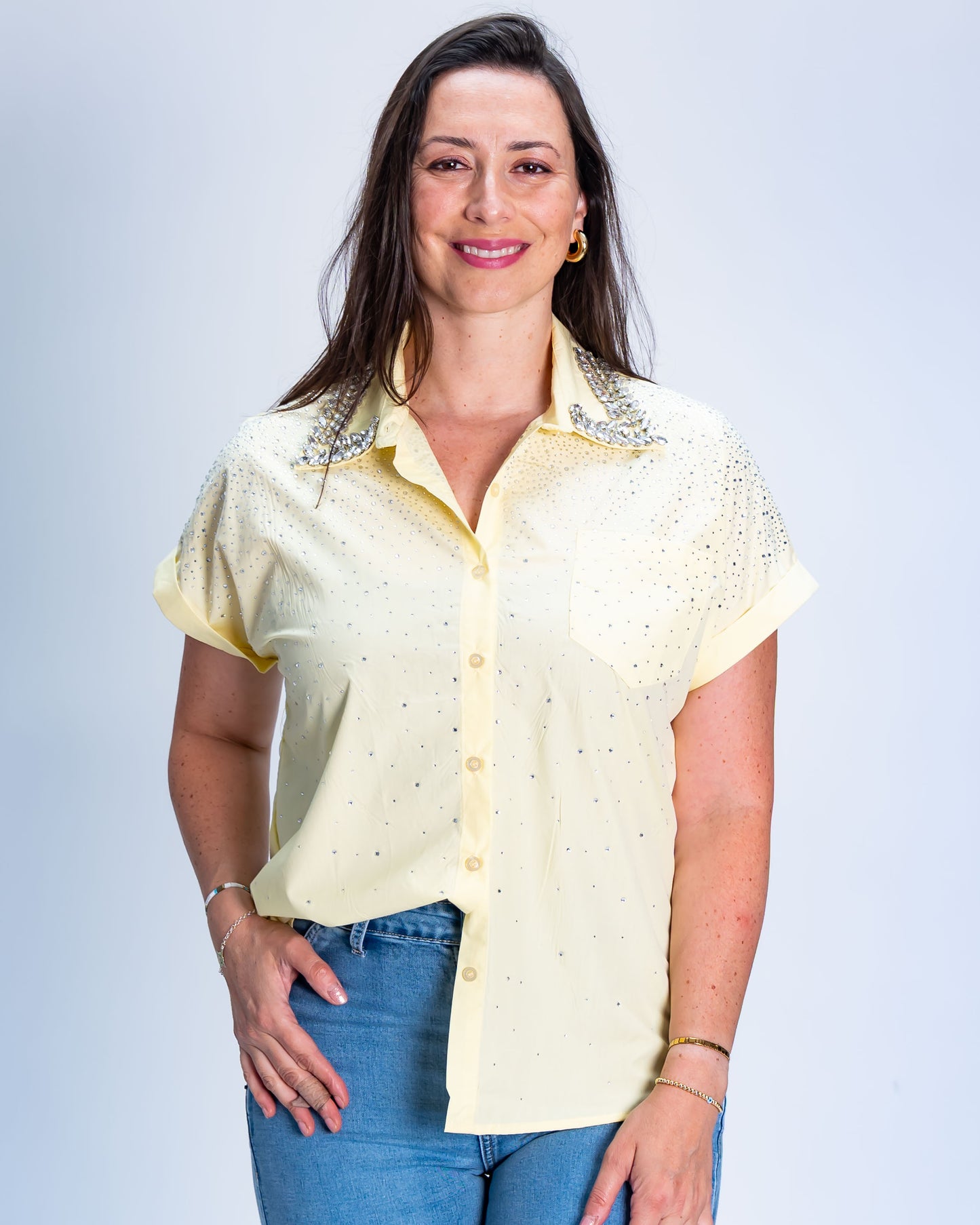 Blusa Manga Corta Shiny Amarillo